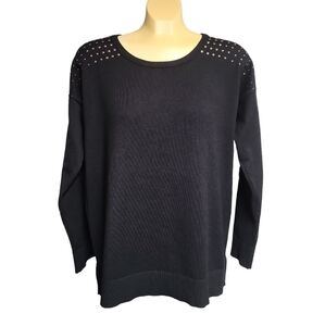 Studio Works Black Sweater with Studded Shoulders